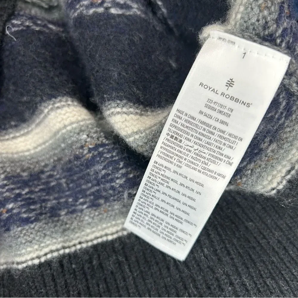 Royal Robbins Sequoia Standard Fit wool blend fair isle sweater mens size medium